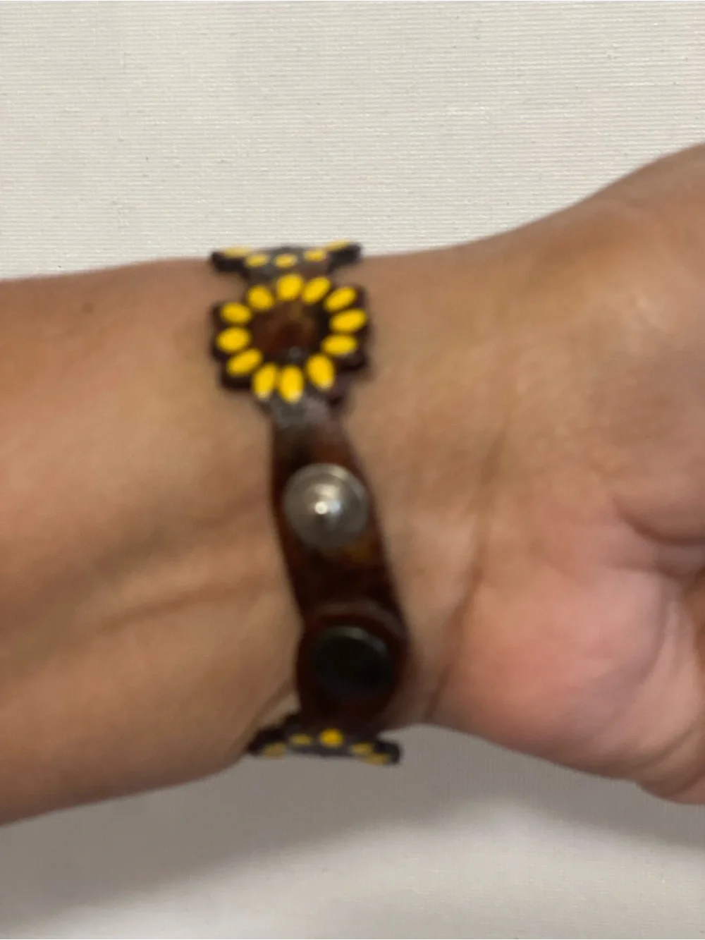 Sunflower Floral Yellow Leather Bracelet